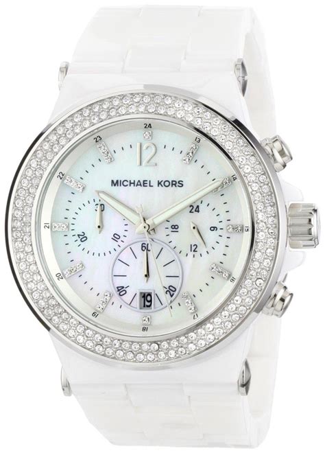 michael kors white watch with rhinestones|white Michael Kors Watch women.